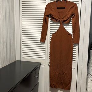 Brown cut out dress